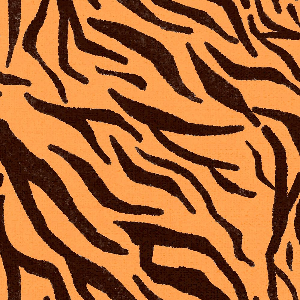 Tiger pattern orange background seamless, social media post vector