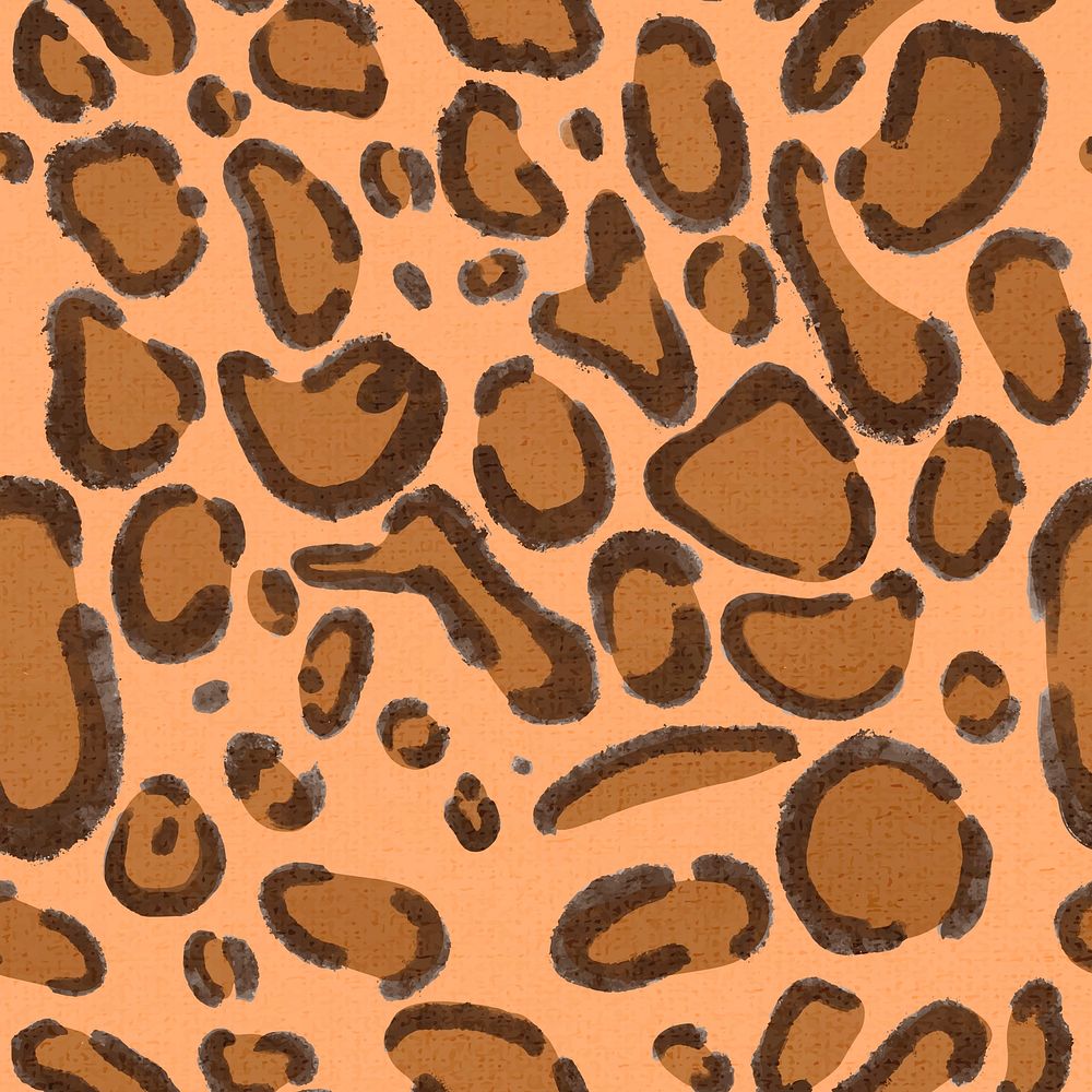 Leopard pattern orange background seamless social media post psd