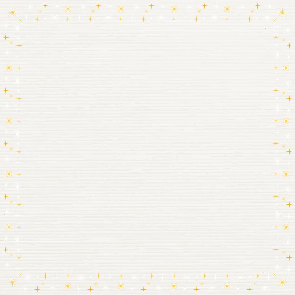 Gold stars frame, festive white background, simple design borders psd