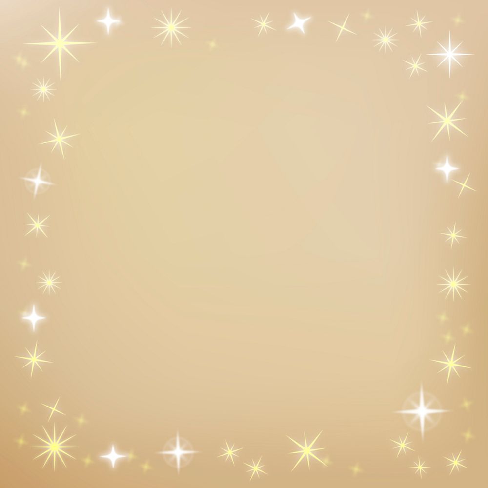 Gold stars frame, elegant yellow background, cute design borders vector