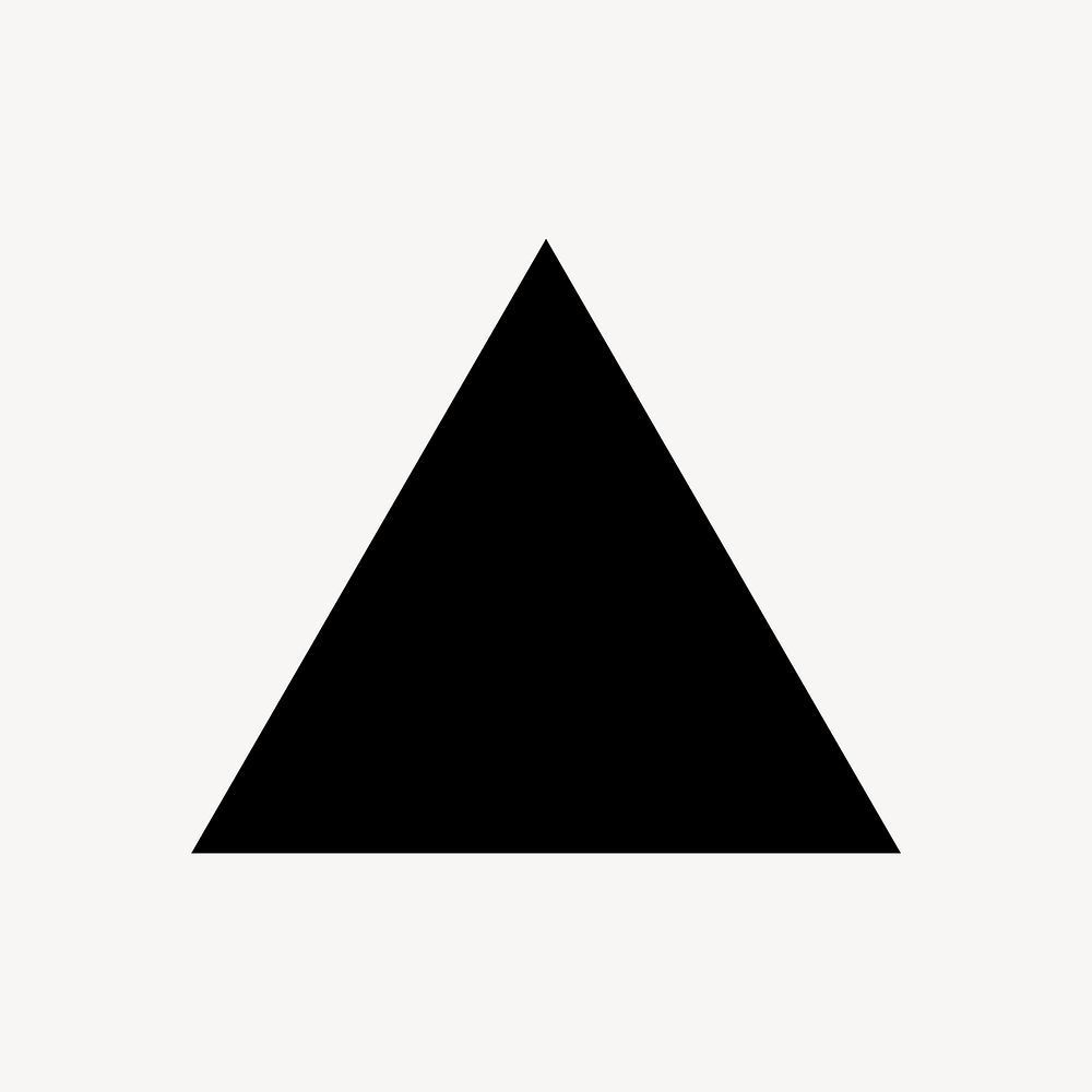 Black geometric triangle, black flat graphic on white background
