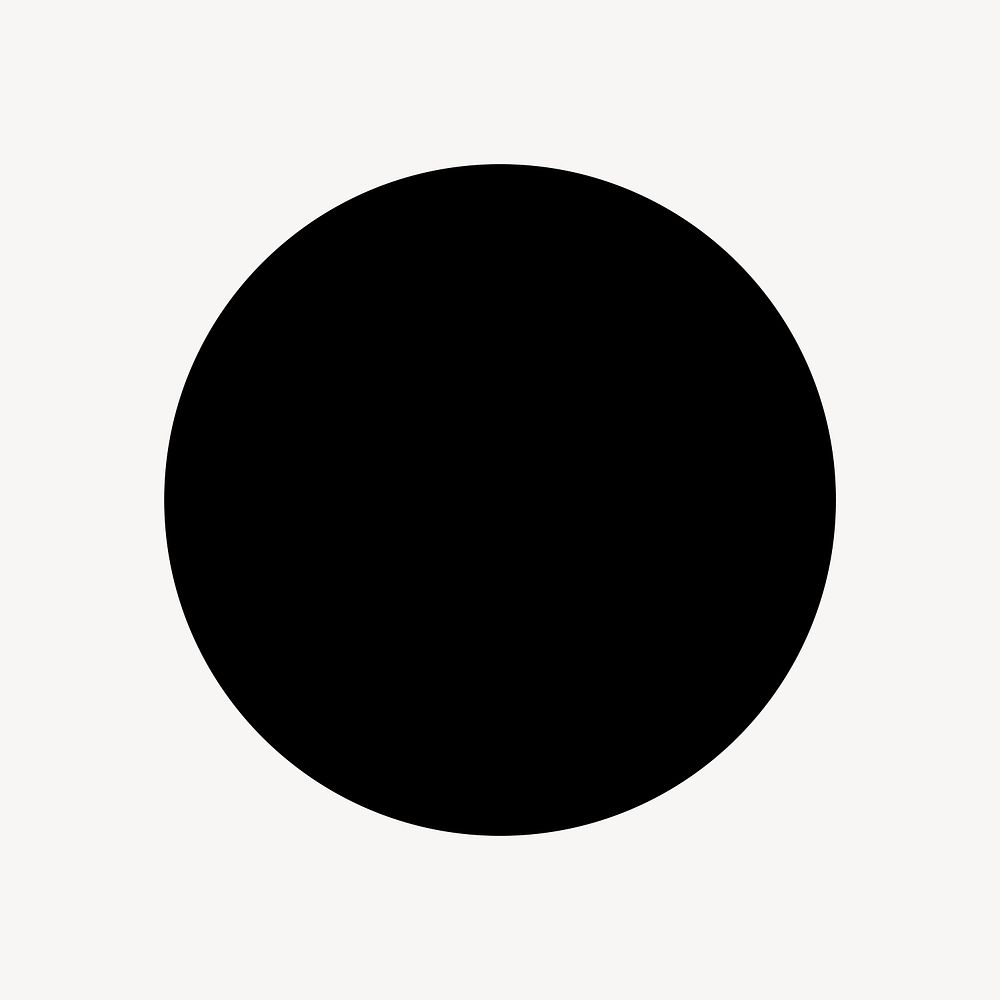 Black geometric circle, black flat graphic on white background