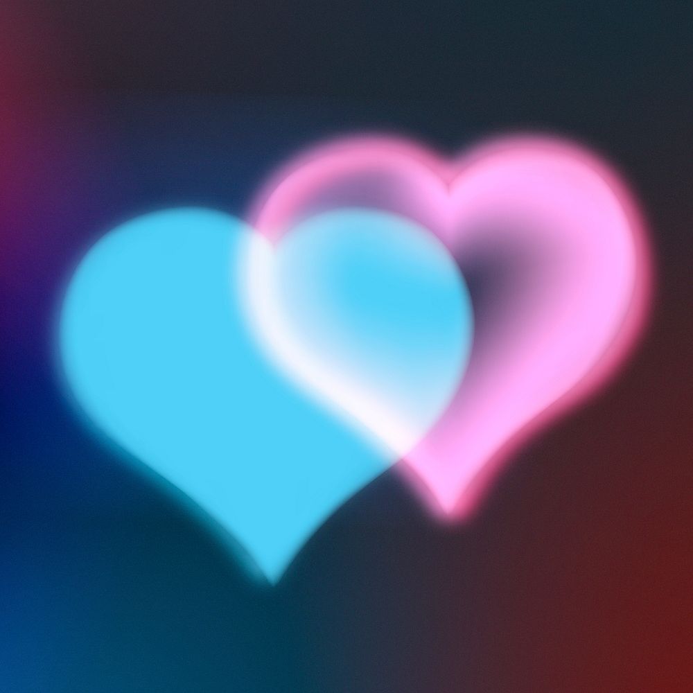 Blue pink gradient heart on dark background