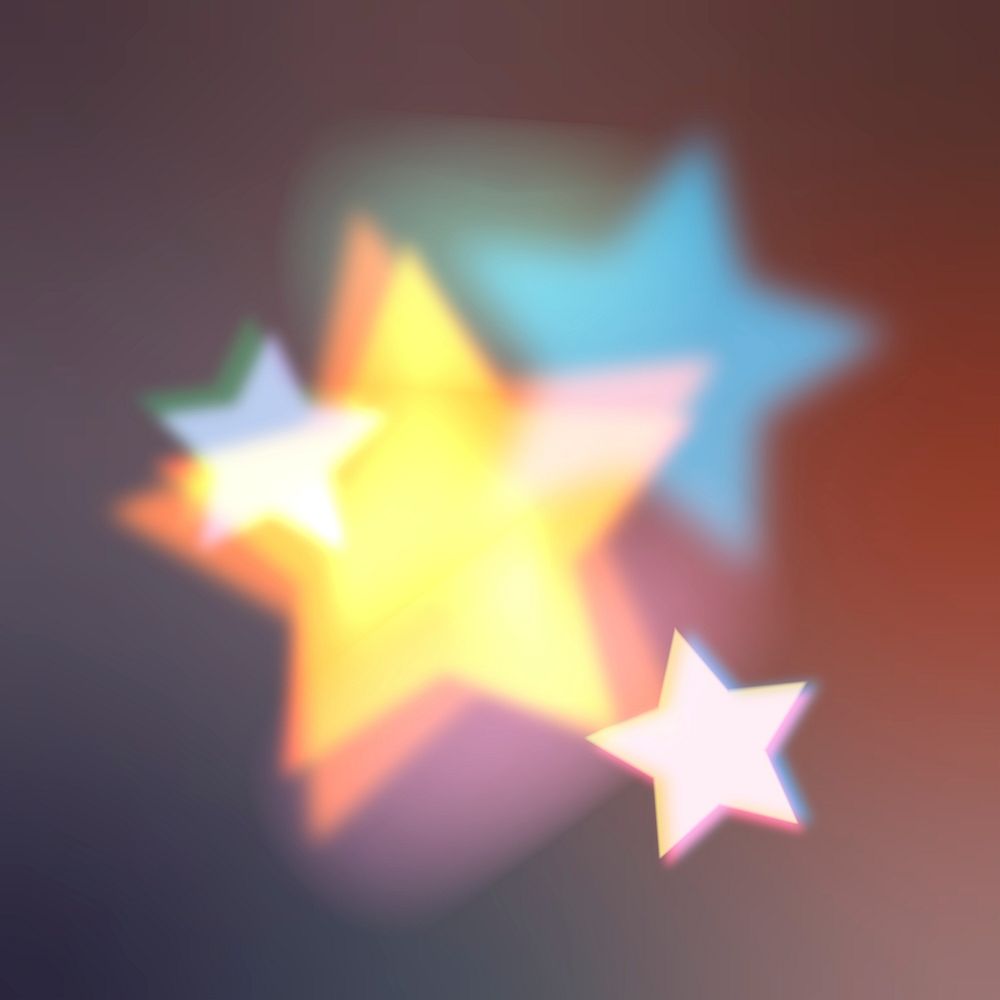 Colorful star clipart, glowing design psd