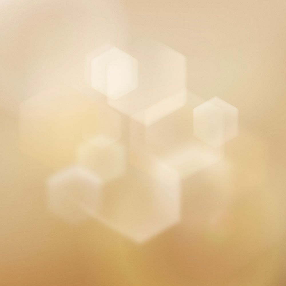 Gold bokeh background, geometric hexagon, for social media post psd