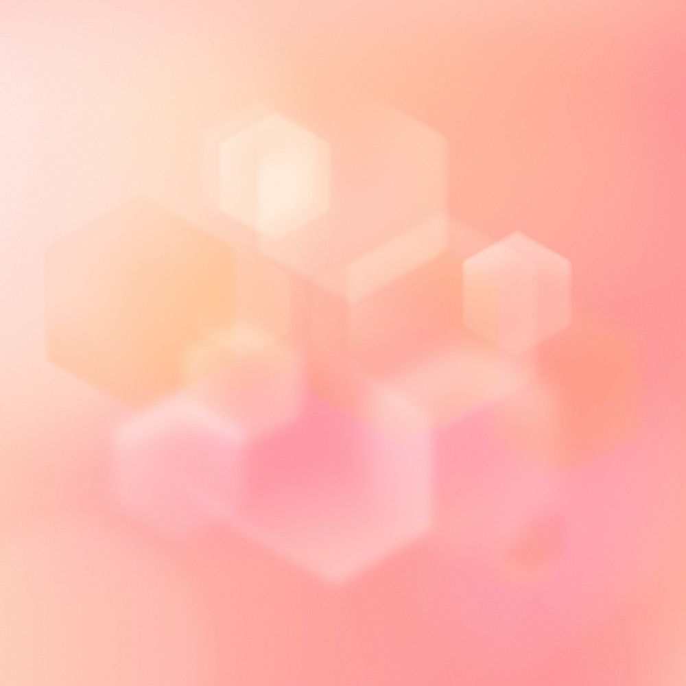 Pink bokeh background, geometric hexagon, for social media post psd