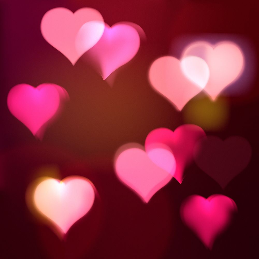Pink heart, valentine's day bokeh background for social media post psd