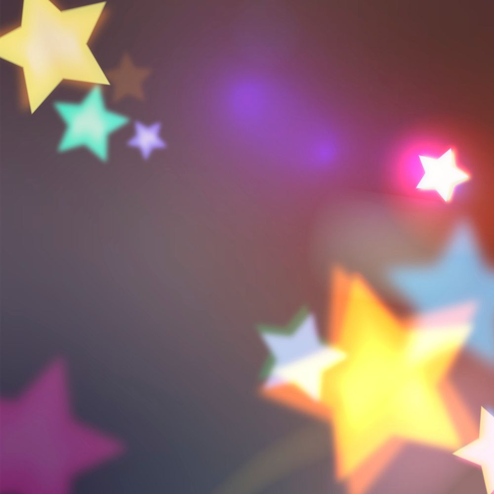 Colorful star bokeh background for social media post, party light design psd