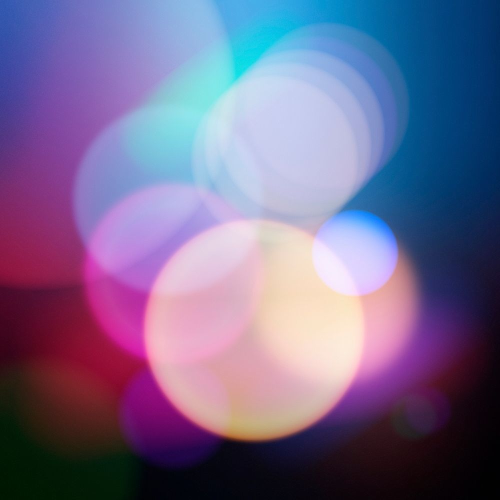 Colorful bokeh background for social media post, party light design psd