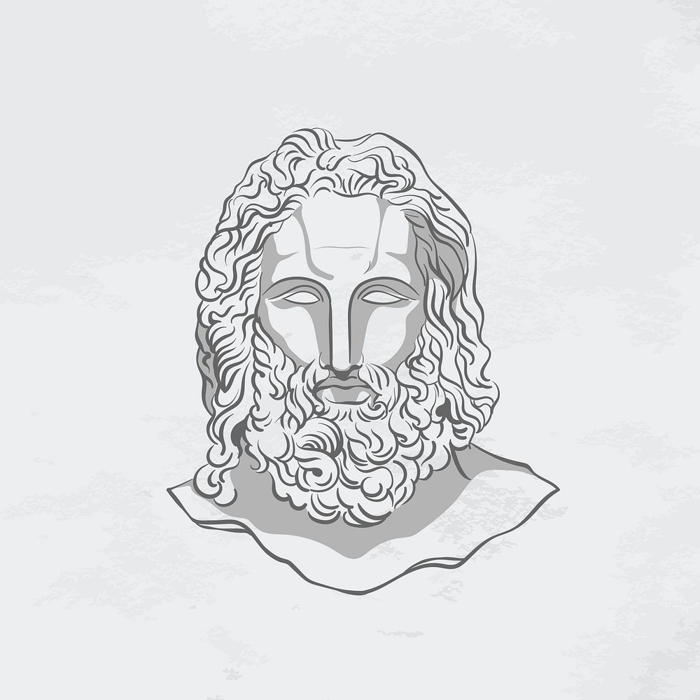 Greek god logo element, aesthetic line art Zeus illustration psd