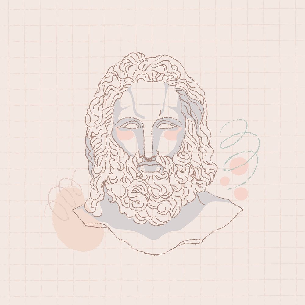 Greek god logo element, feminine aesthetic line art Zeus illustration vector