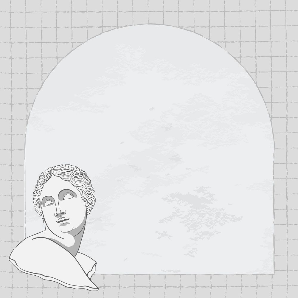 Aesthetic frame, monoline design, Greek statue vector