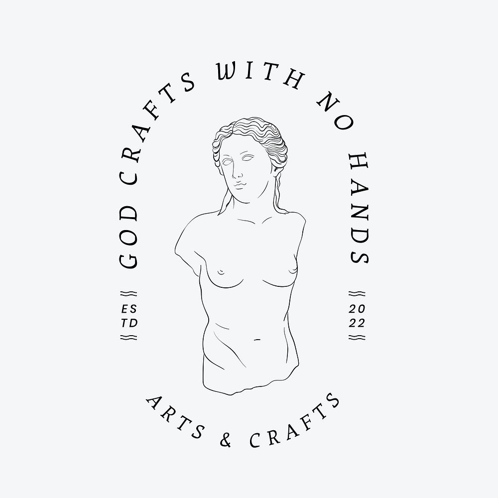 Aesthetic art & craft business logo template, line art design psd