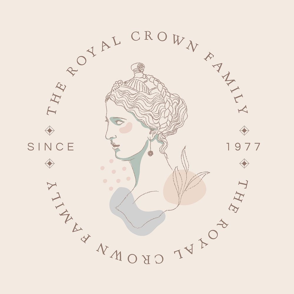 Branding logo, feminine aesthetic business identity design with Greek drawing psd