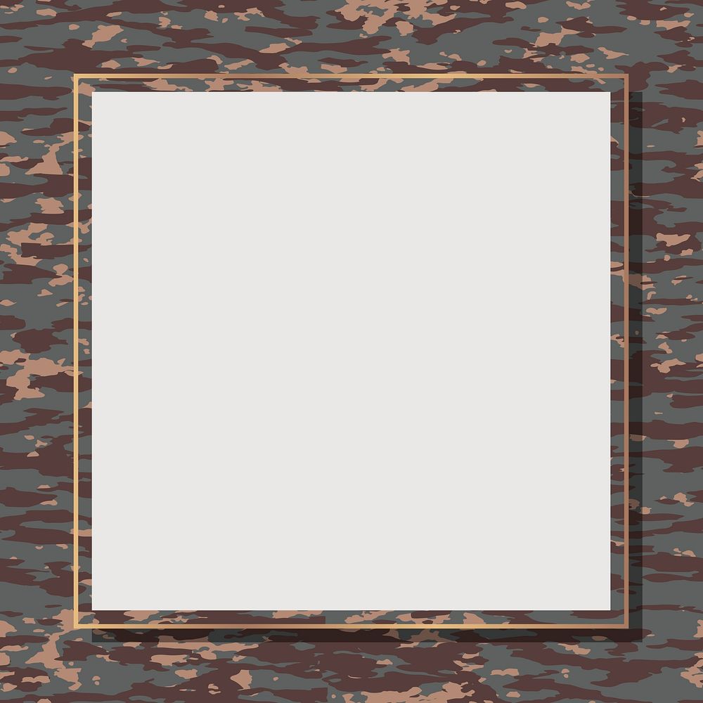 Brown camouflage frame border, aesthetic pattern background design