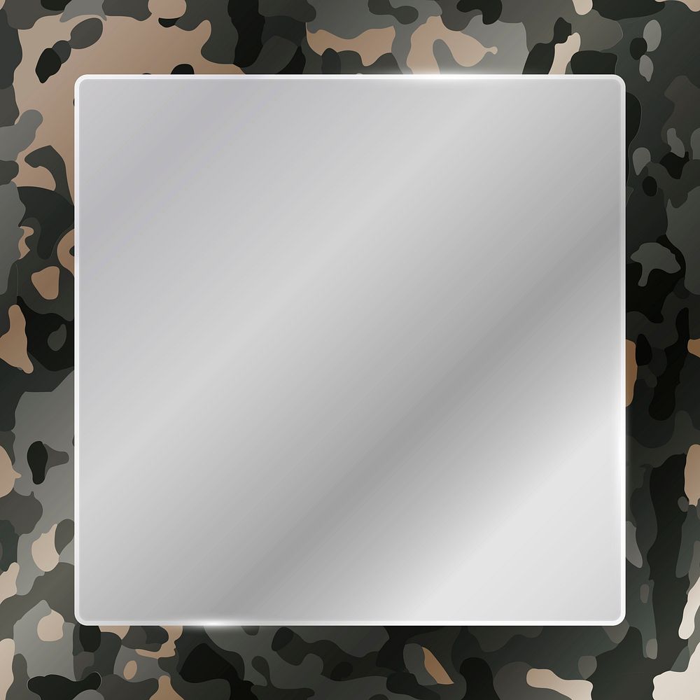 Grey camouflage frame border vector, aesthetic pattern background