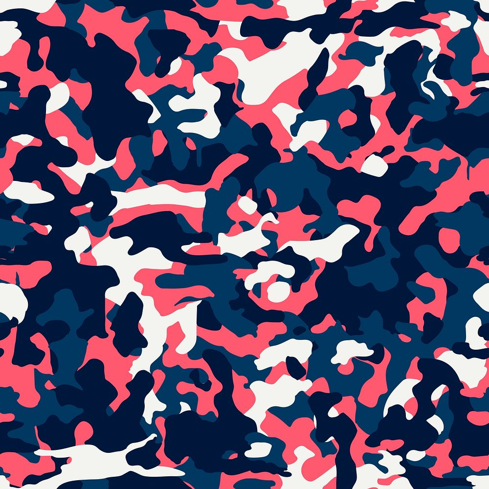 Camouflage pattern background, blue and pink army print design vector