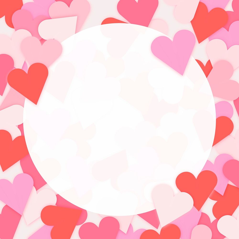 Pink heart frame psd, cute valentine design