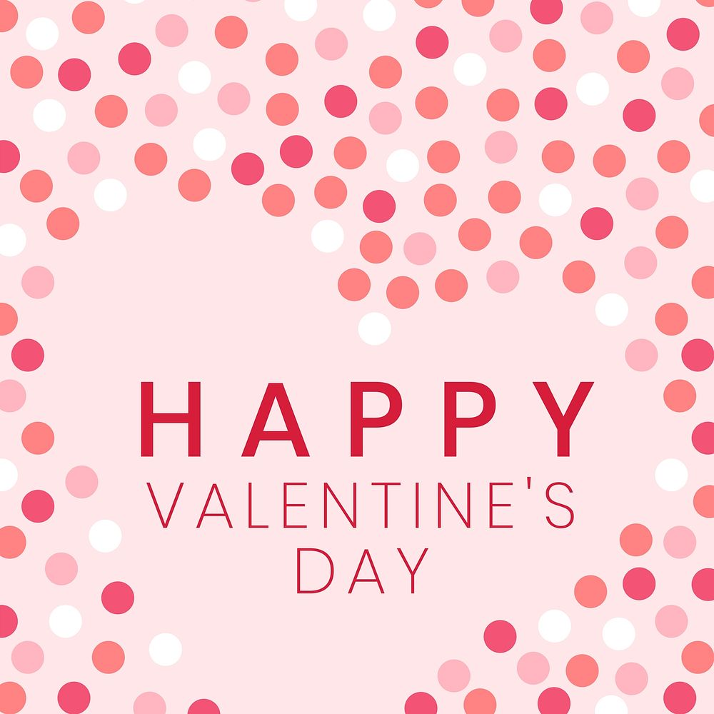 Valentines Instagram post template, pink cute heart design vector