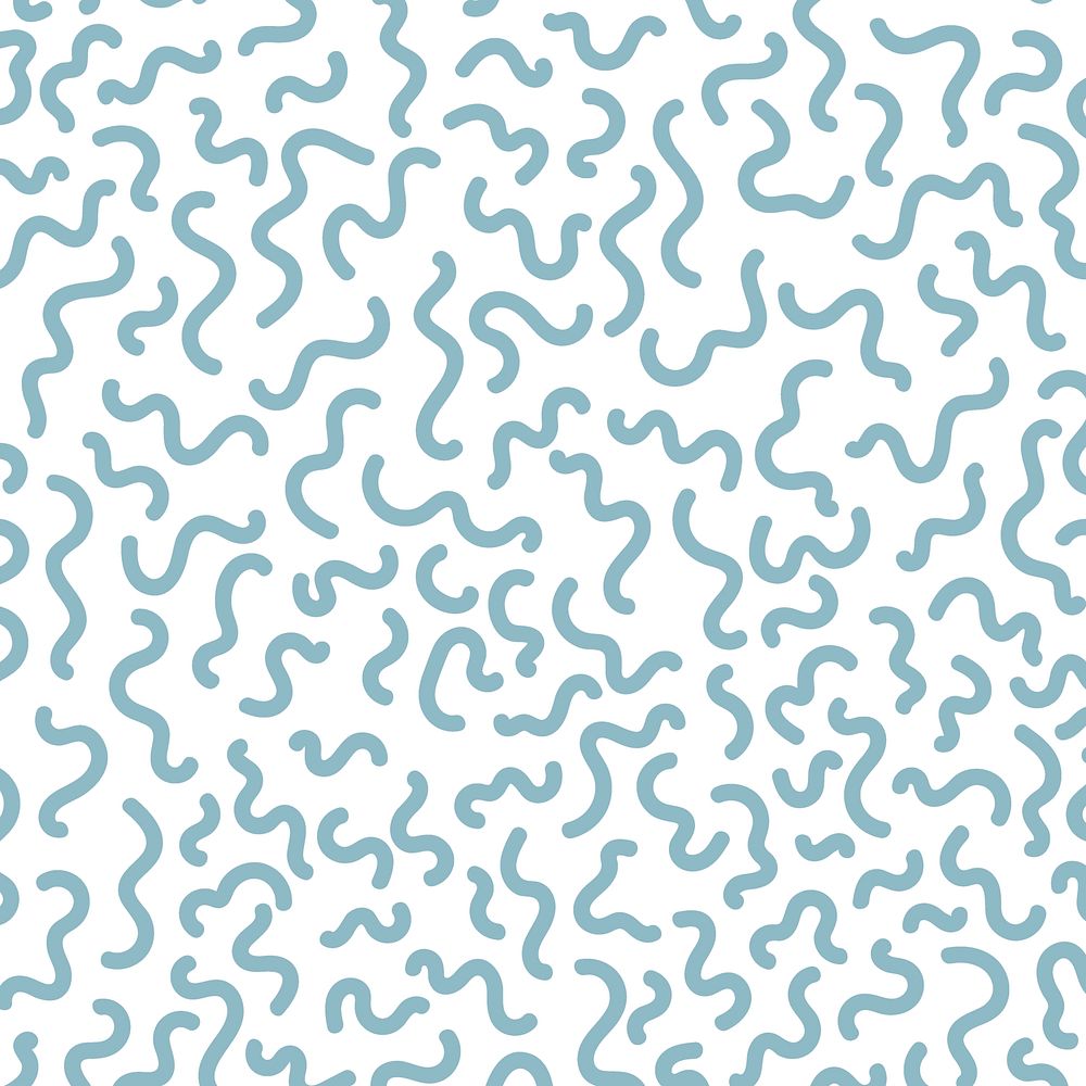 Cute squiggle pattern background blue drawing design vector