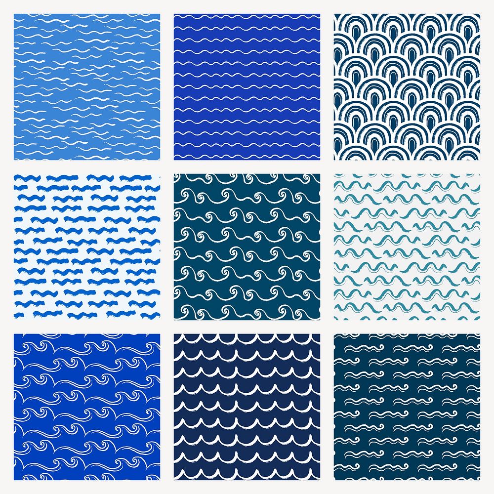 Wavy lines background pattern design set vector