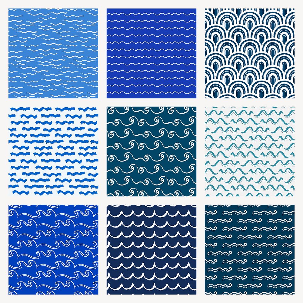 Wavy lines background pattern design set psd