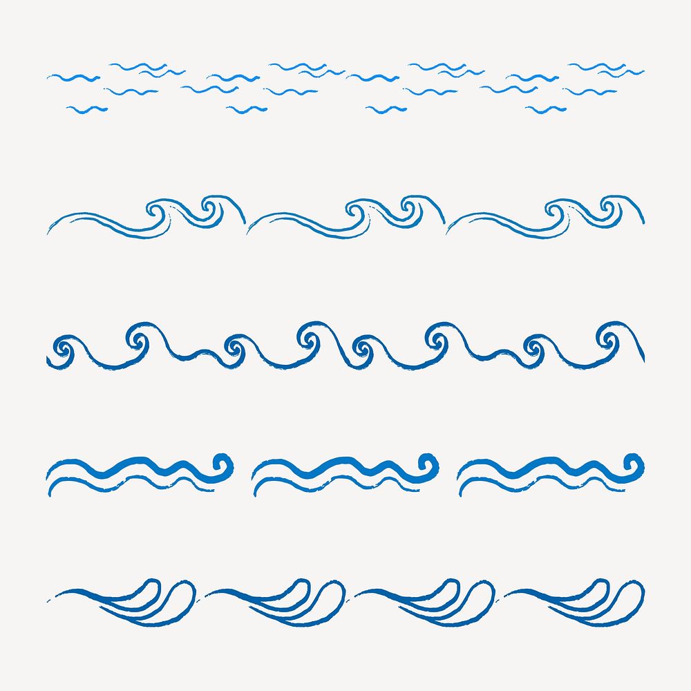 Wave pattern brush, compatible with illustrator set vector