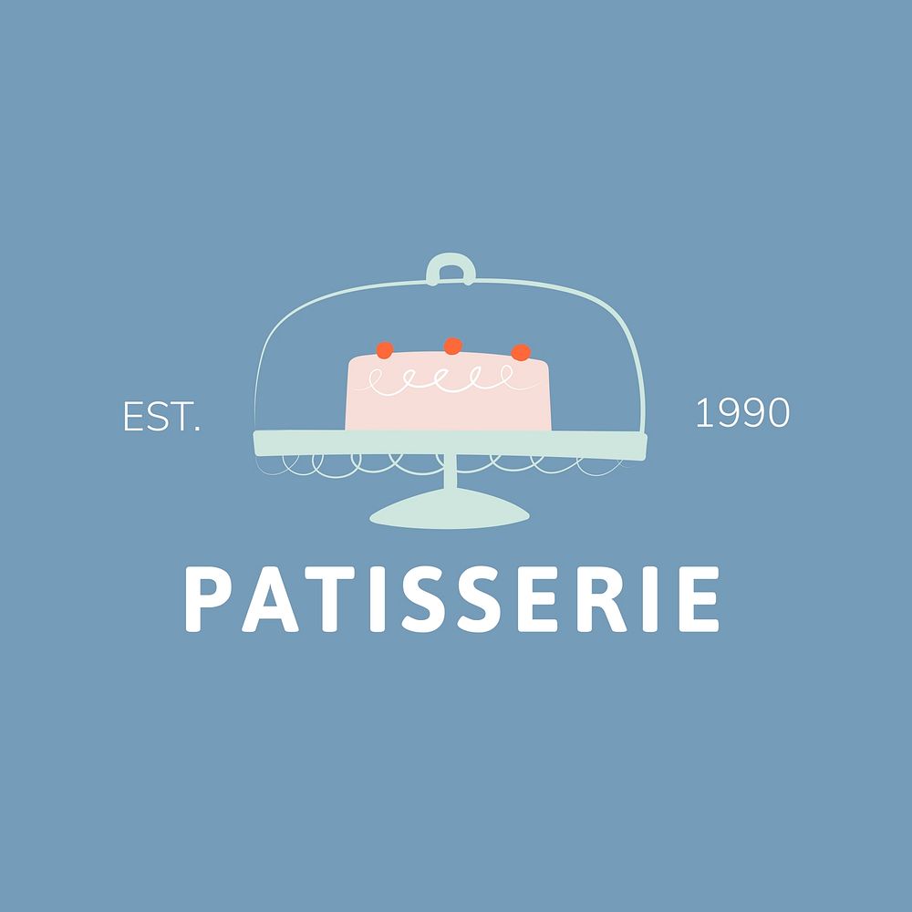 Bakery business logo template, cute cake illustration vector