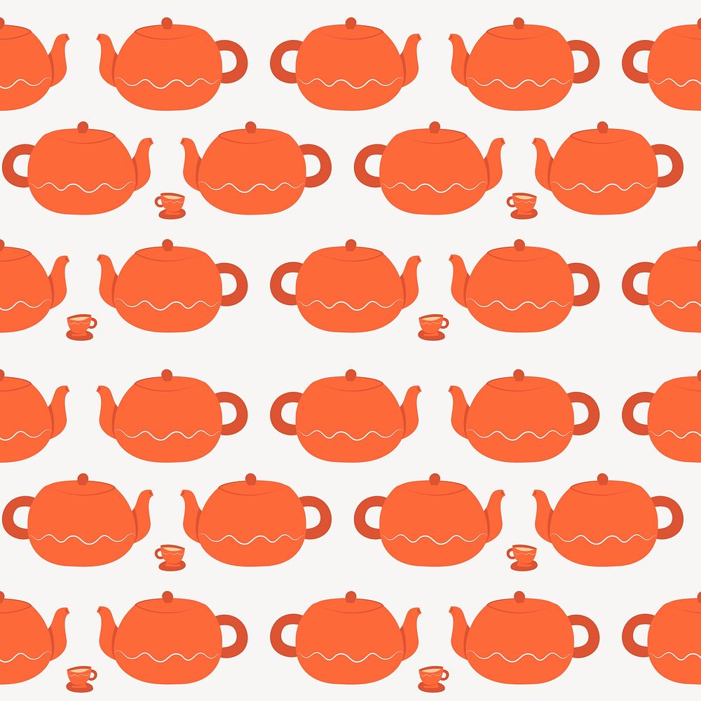 Cute orange kettle seamless pattern background social media post psd