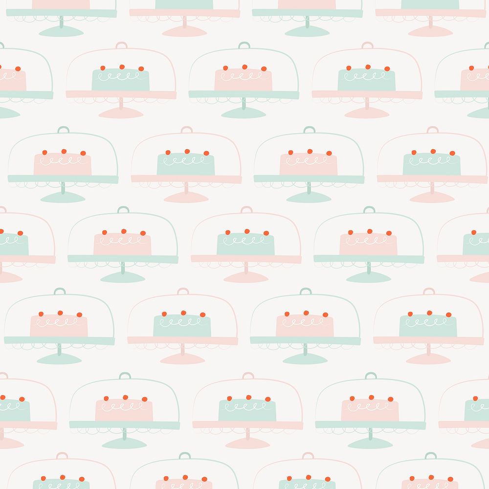 Cute cakes seamless pattern background social media post psd