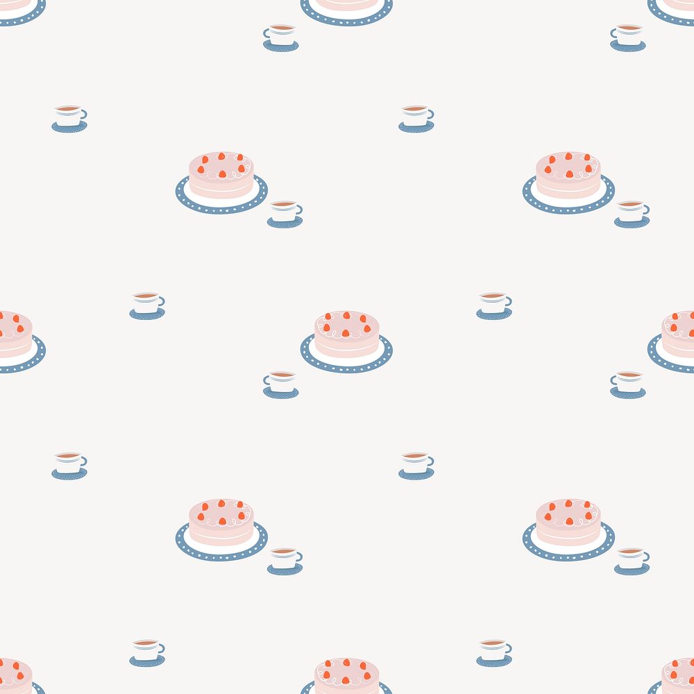 Cute cakes seamless pattern background social media post