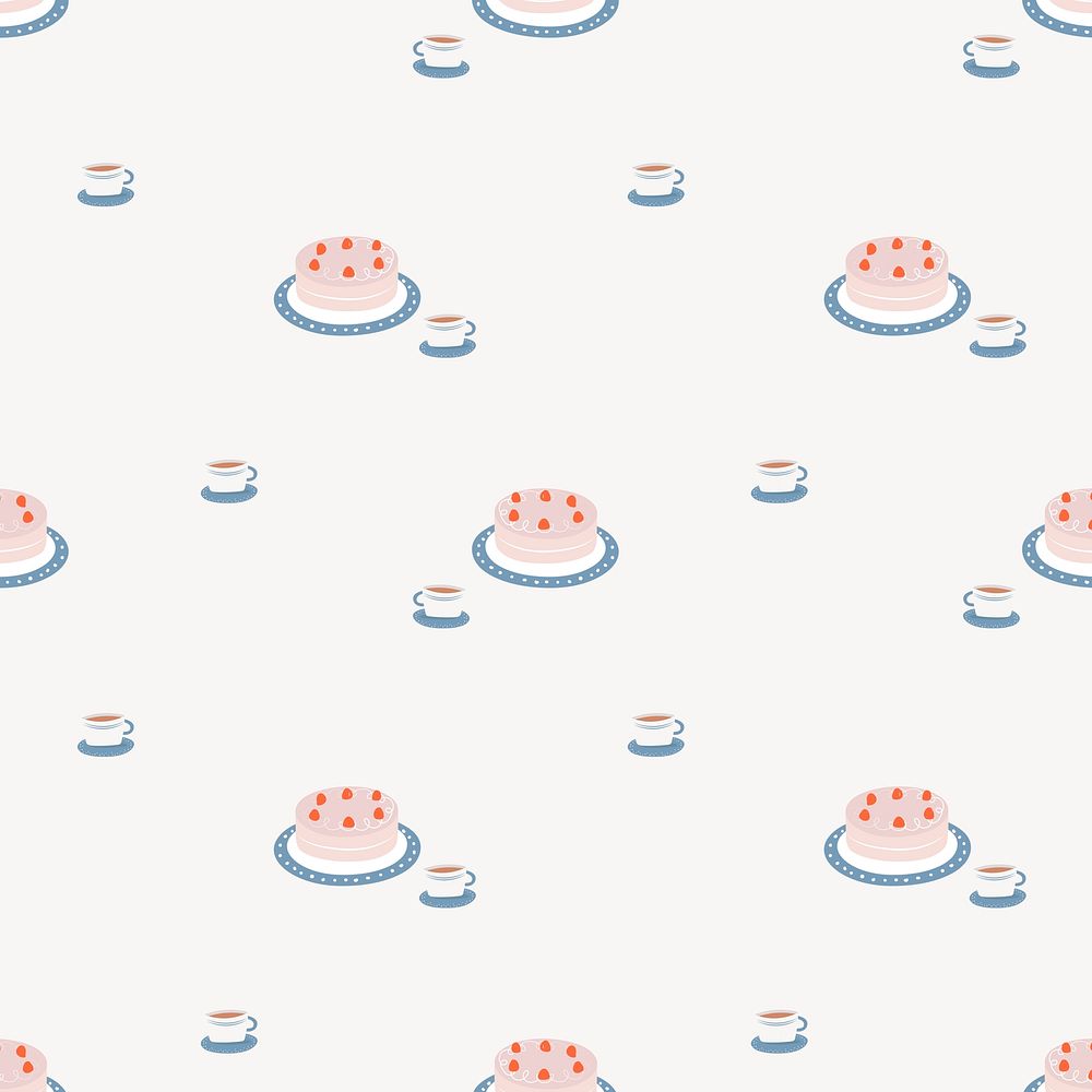 Cute cakes seamless pattern background social media post psd