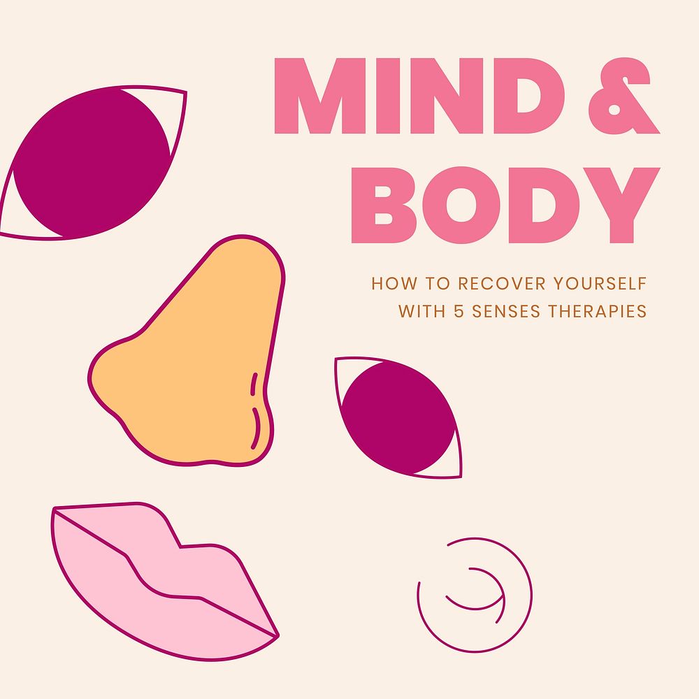 Five senses quote template, mind & body, mental health social media post vector