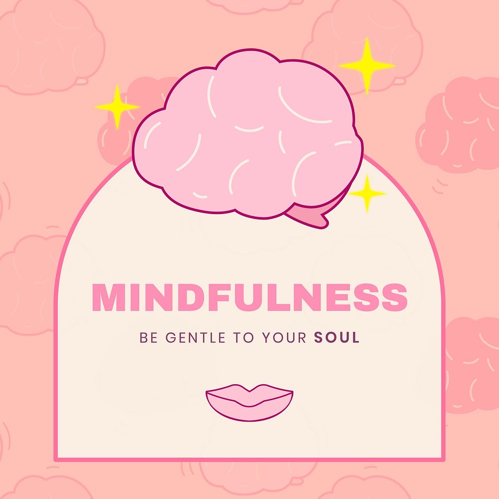 Mindfulness quote template, mental health social media post vector