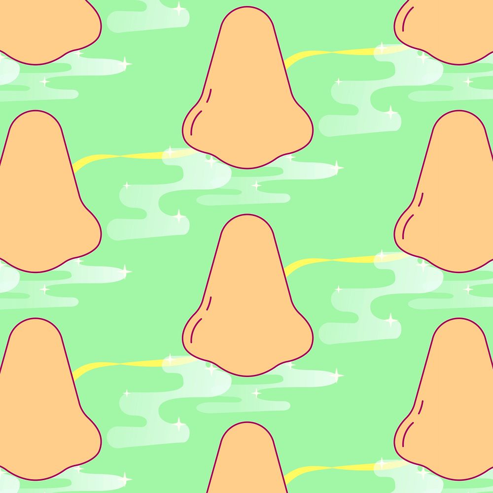 Nose pattern background, cute green seamless design social media post psd