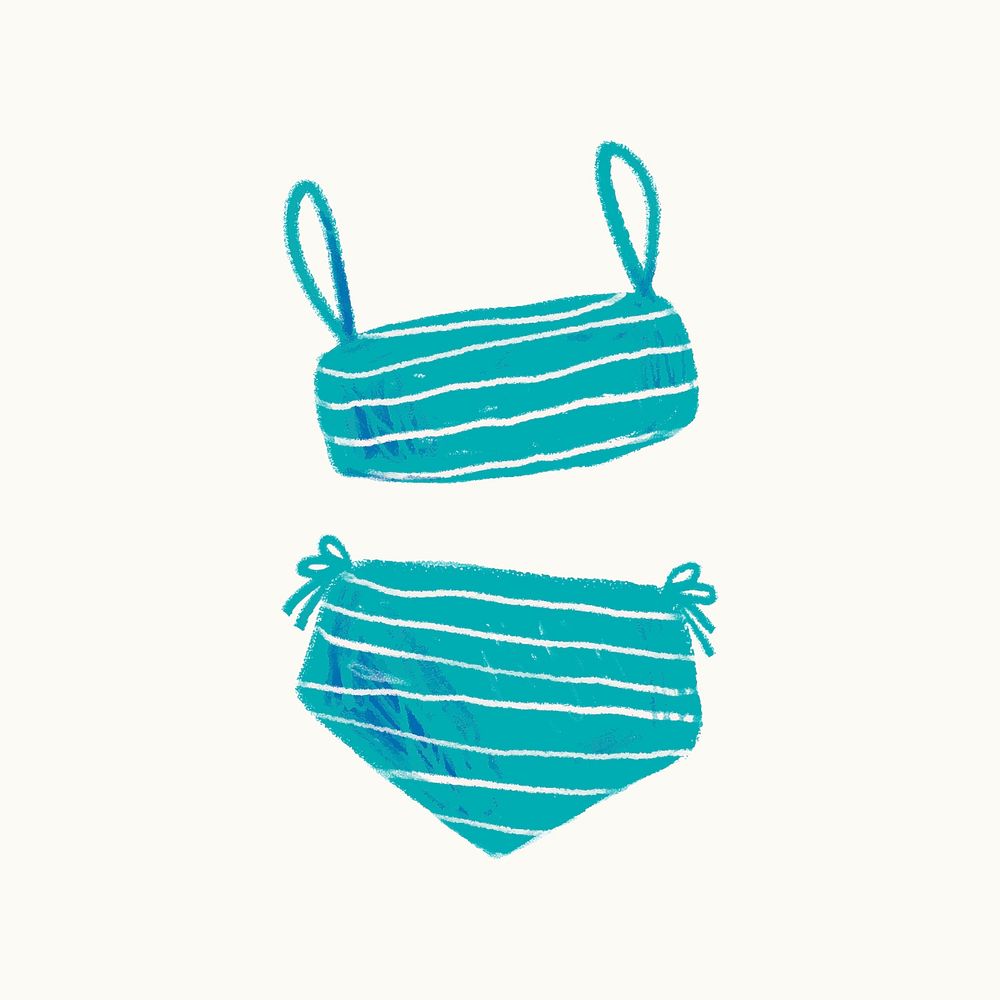 Bikini doodle sticker, beige background vector