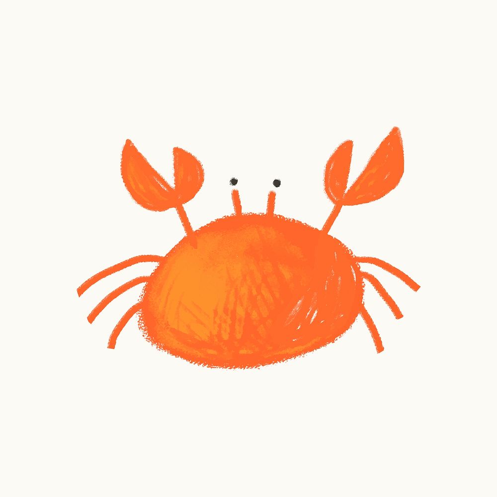 Crab doodle sticker, beige background vector
