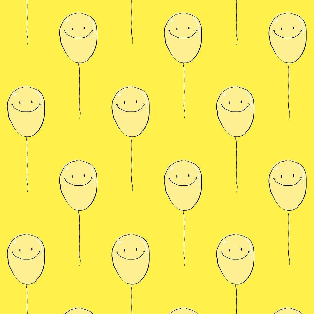 Yellow balloons pattern background, drawing illustration, seamless design psd