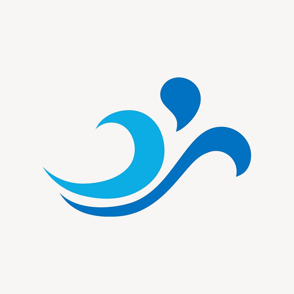 Blue wave logo element clipart, innovative flat design psd