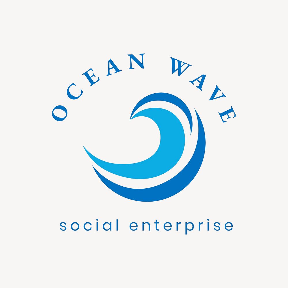 Ocean wave logo template, professional modern flat design psd
