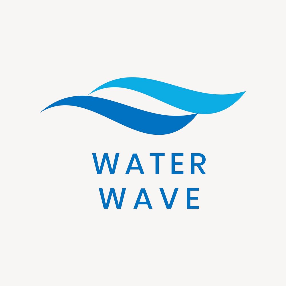 Water wave business logo template, modern flat design psd