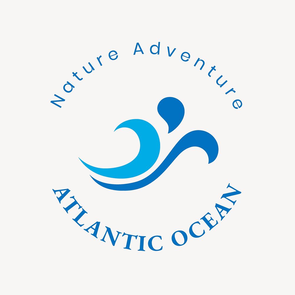 Atlantic ocean logo template, environmental business, blue design vector