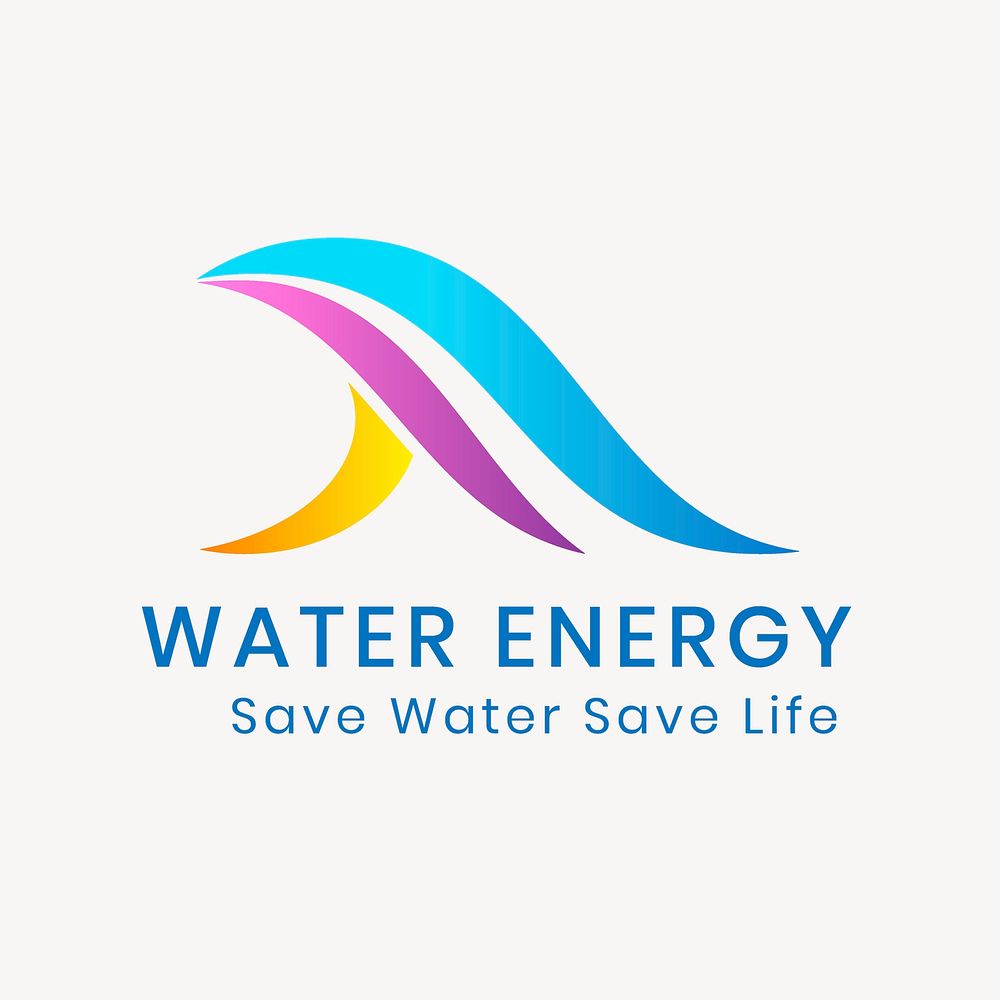 Water energy logo template, environmental business, gradient design vector