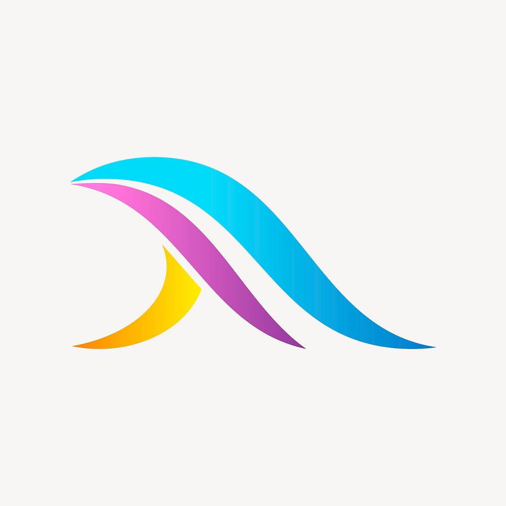 Gradient wave logo element clipart, colorful design psd