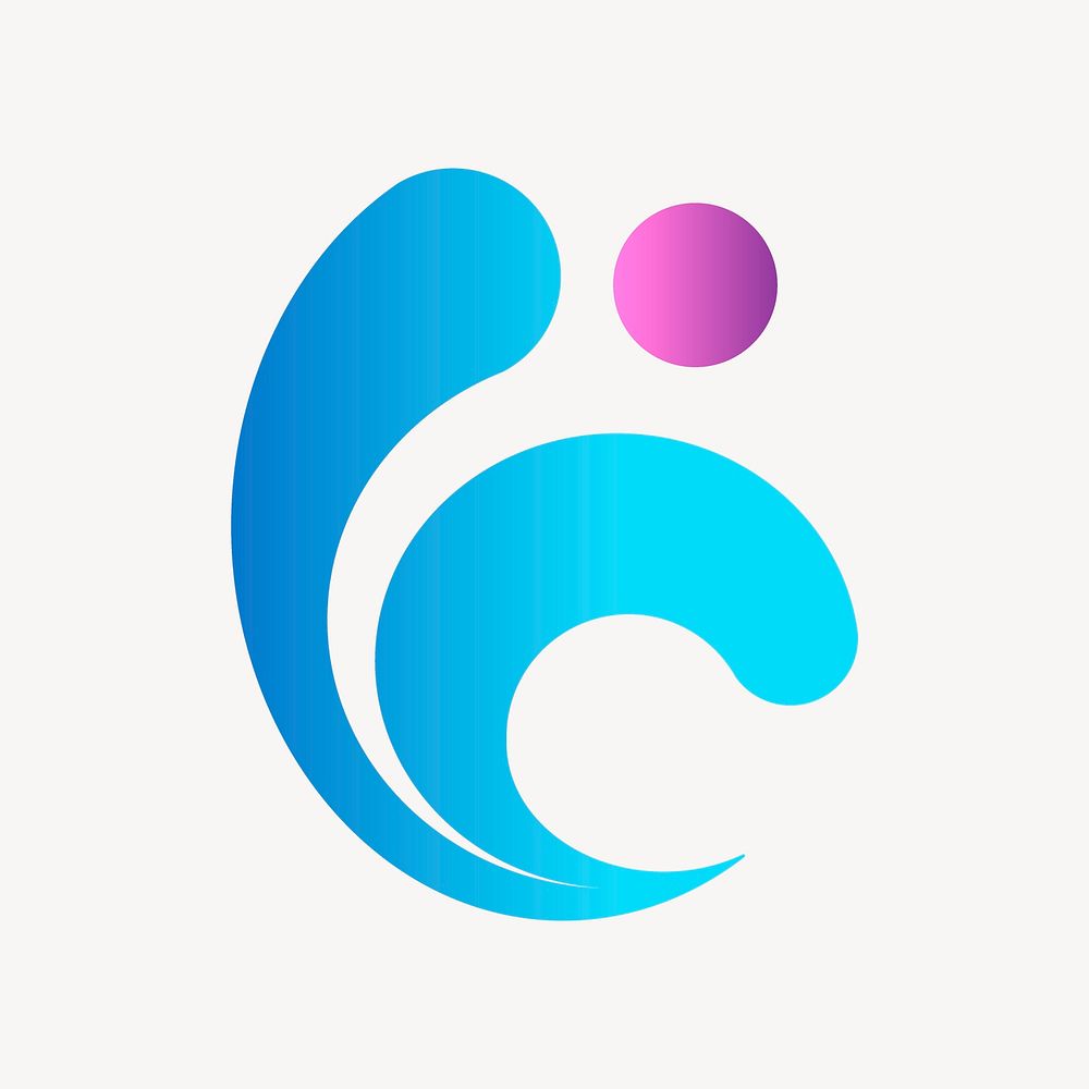 Ocean wave logo element sticker, gradient graphic in blue vector