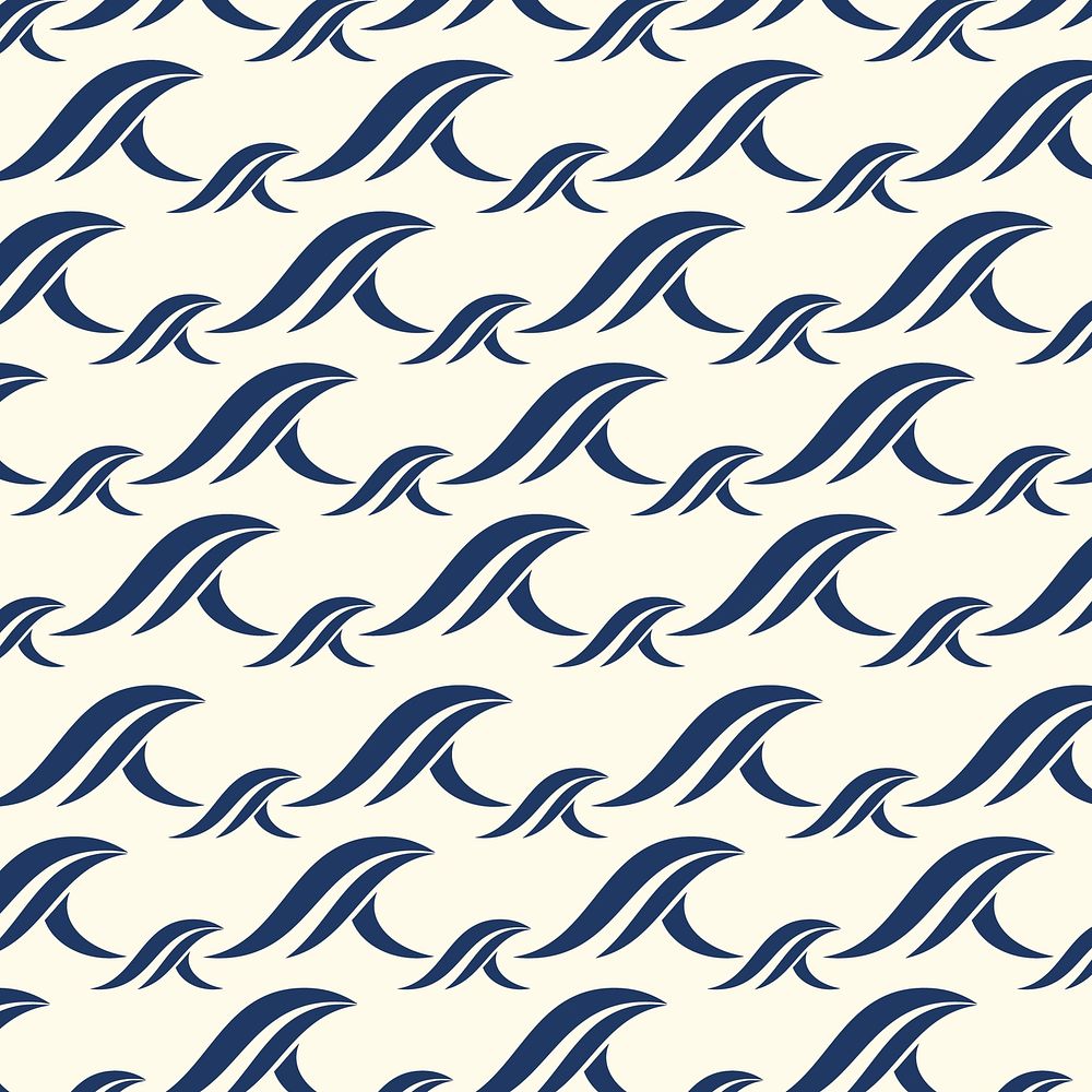 Tidal wave pattern background, blue seamless design psd
