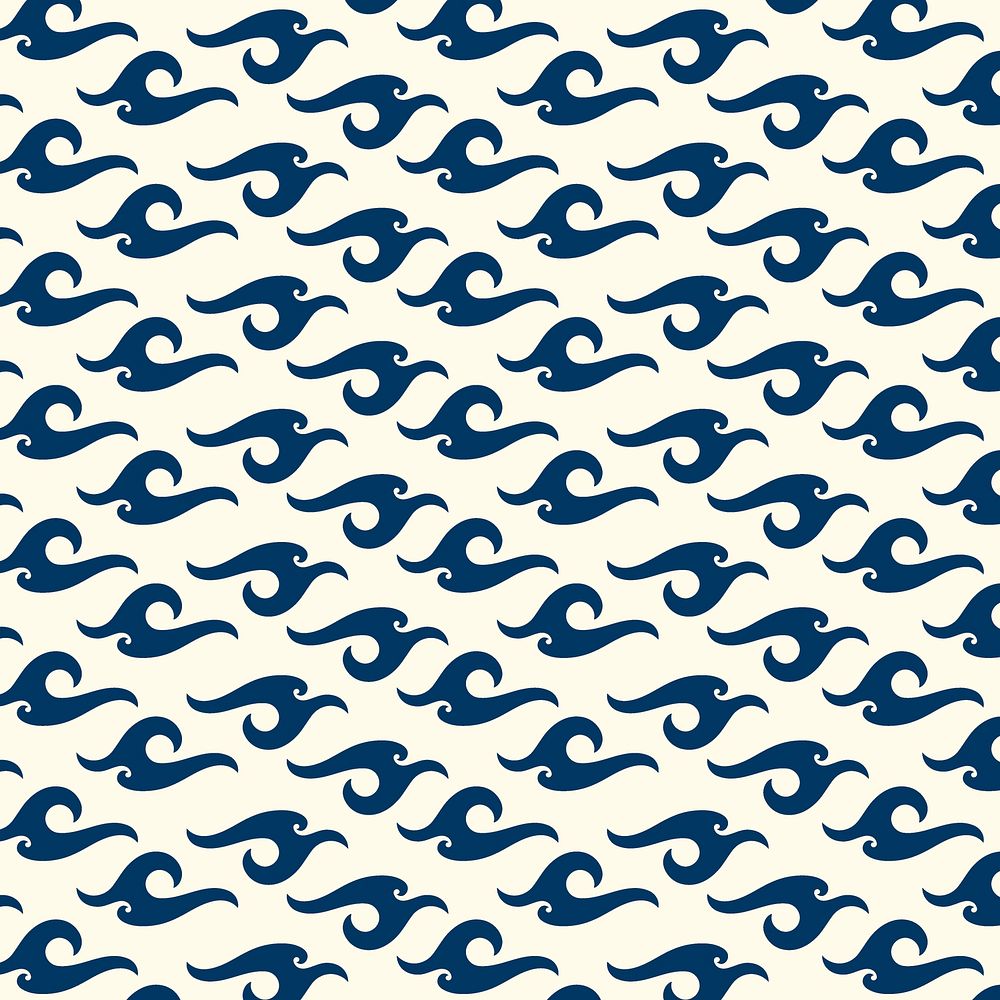 Summer wave background, seamless pattern in blue vector
