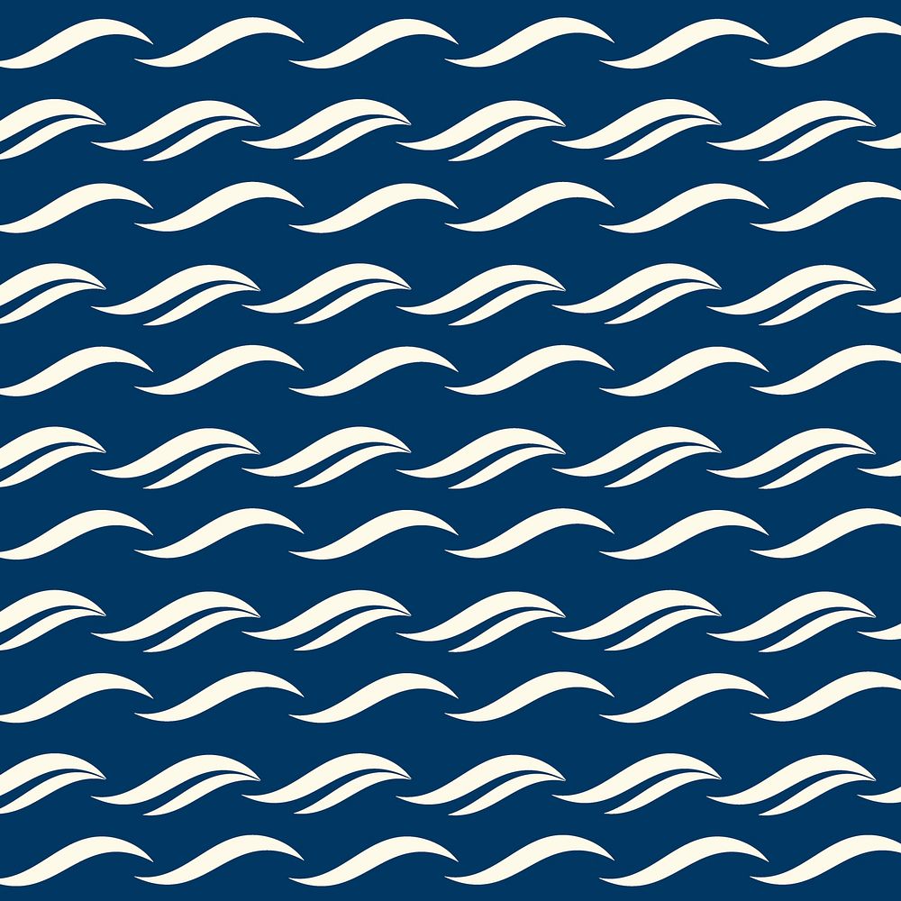 Ocean wave pattern background, blue seamless design vector