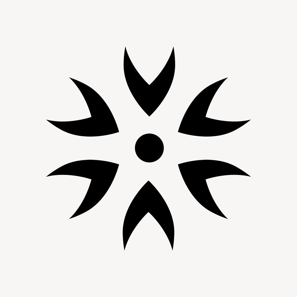 Business logo element, black floral design psd
