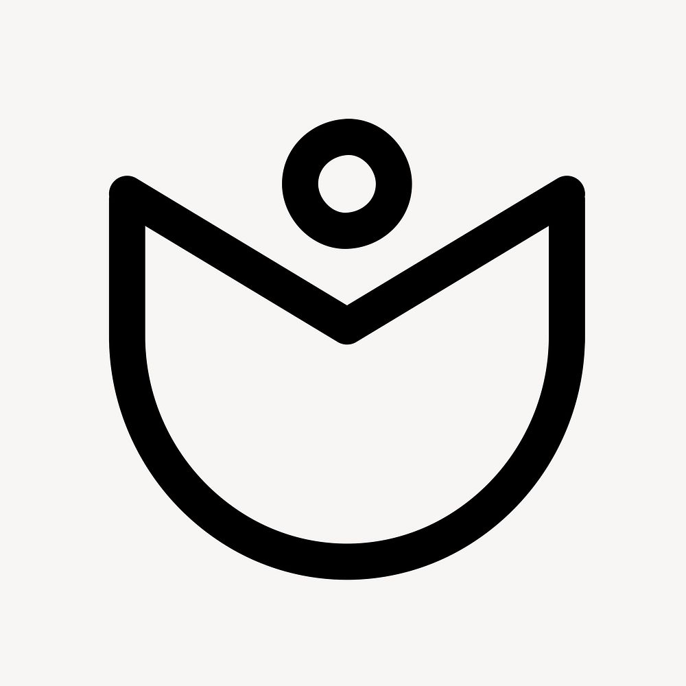Black business logo element, floral design psd
